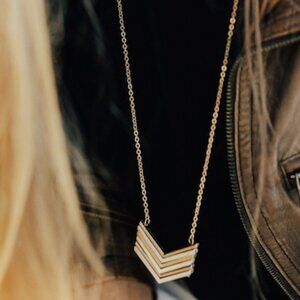 Gold Metal Arrow Chevron Necklace